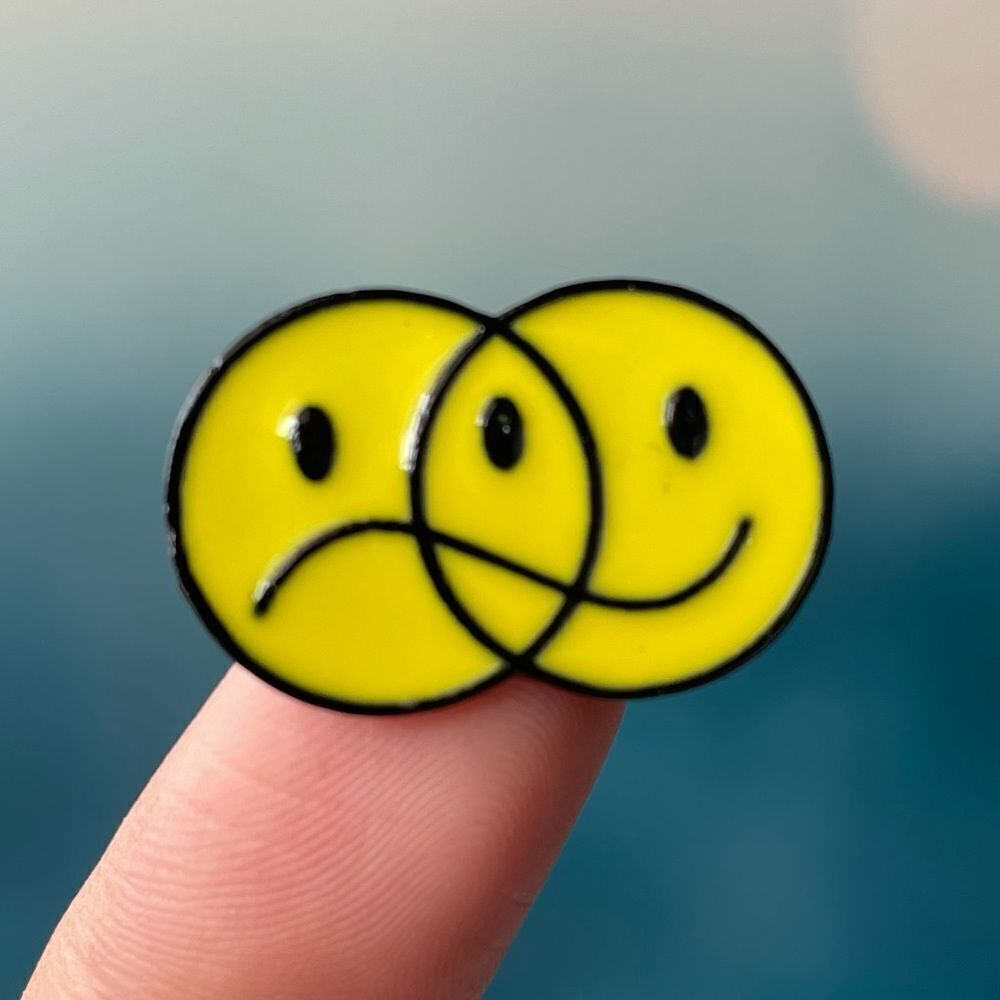 Double Circle Smiley Enamel Pin/ Brooch Lapel